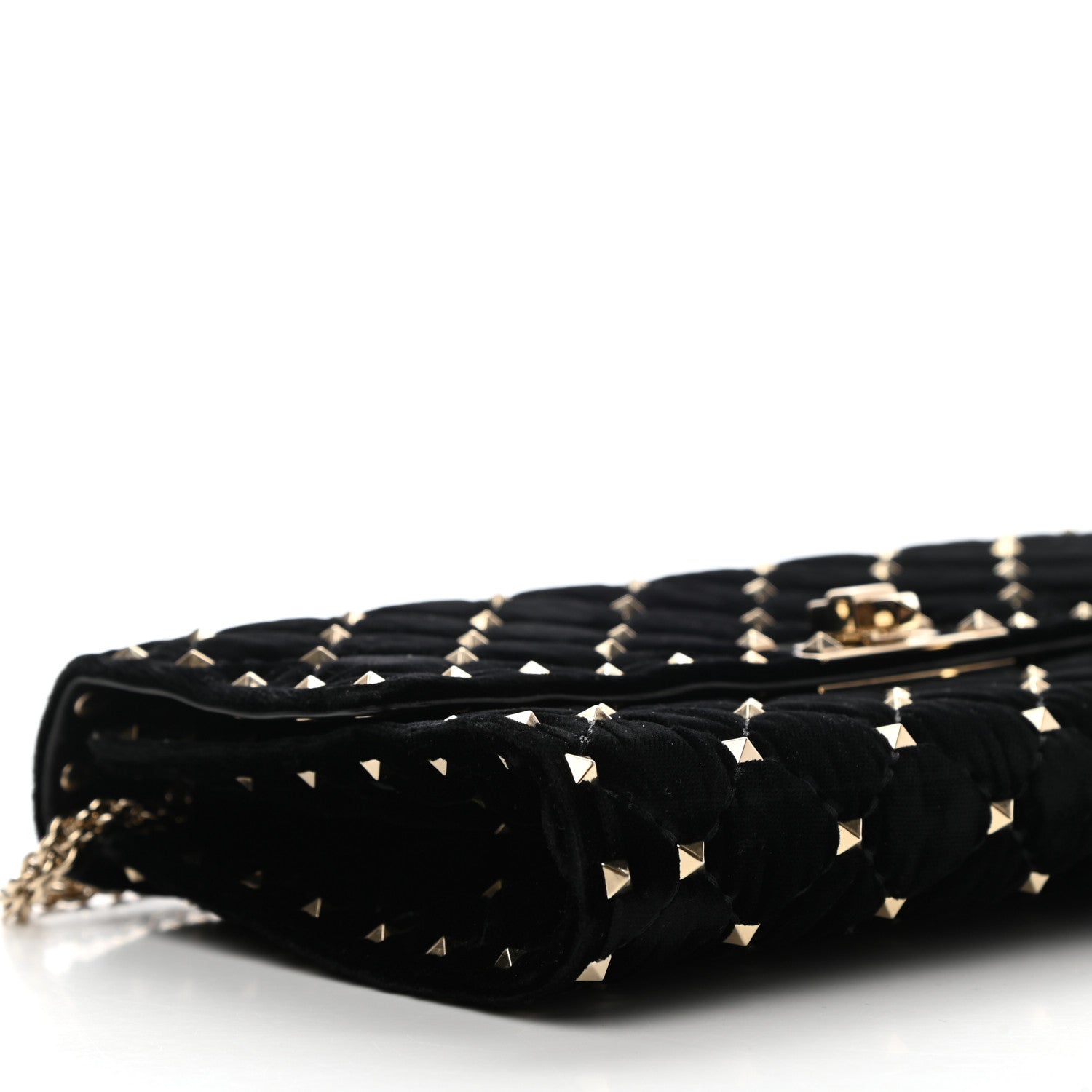 Valentino Garavani Velvet Rockstud Spike Wallet on Chain Black 8 of 9