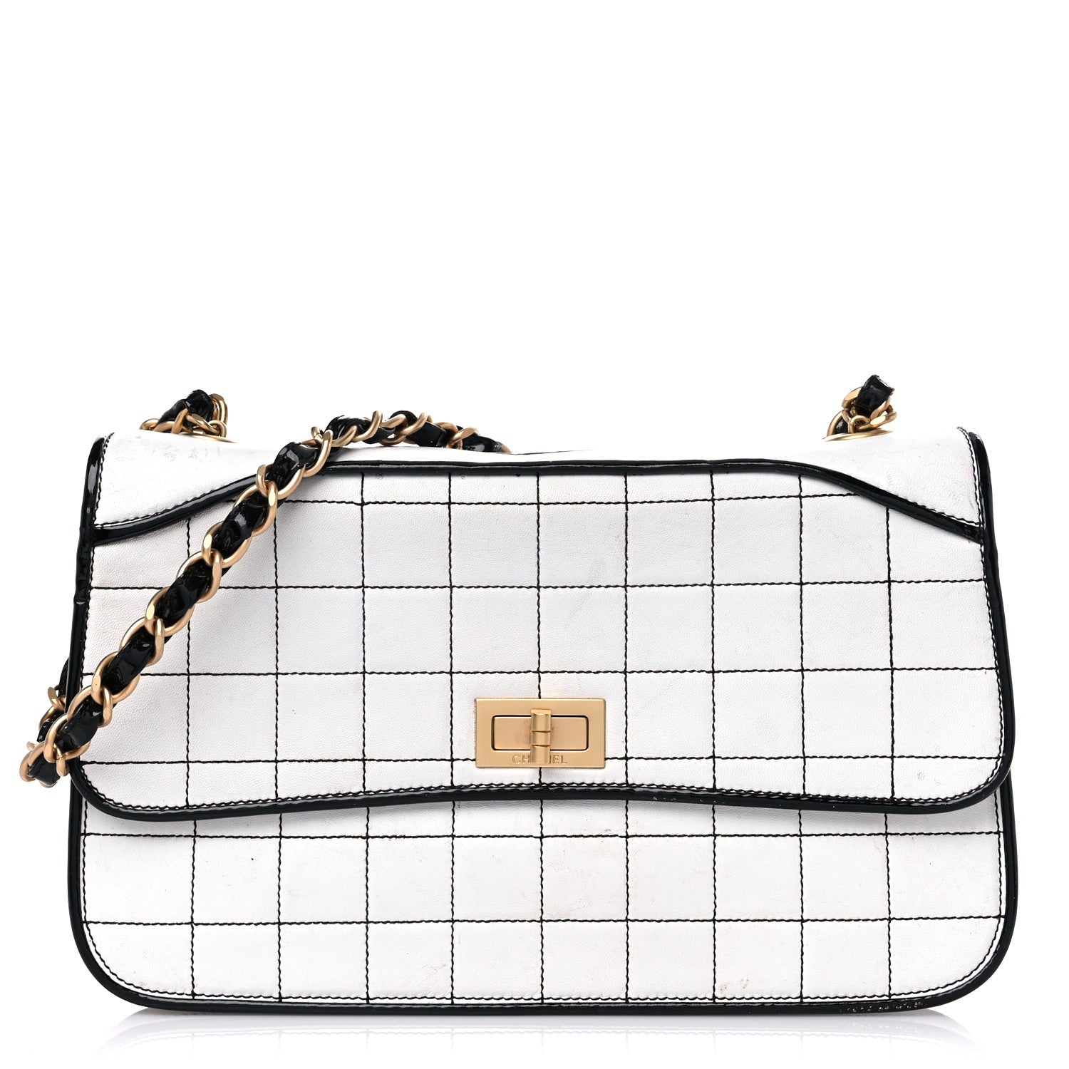 Chanel Lambskin Reissue Chocolate Bar Flap White Black 1 of 30