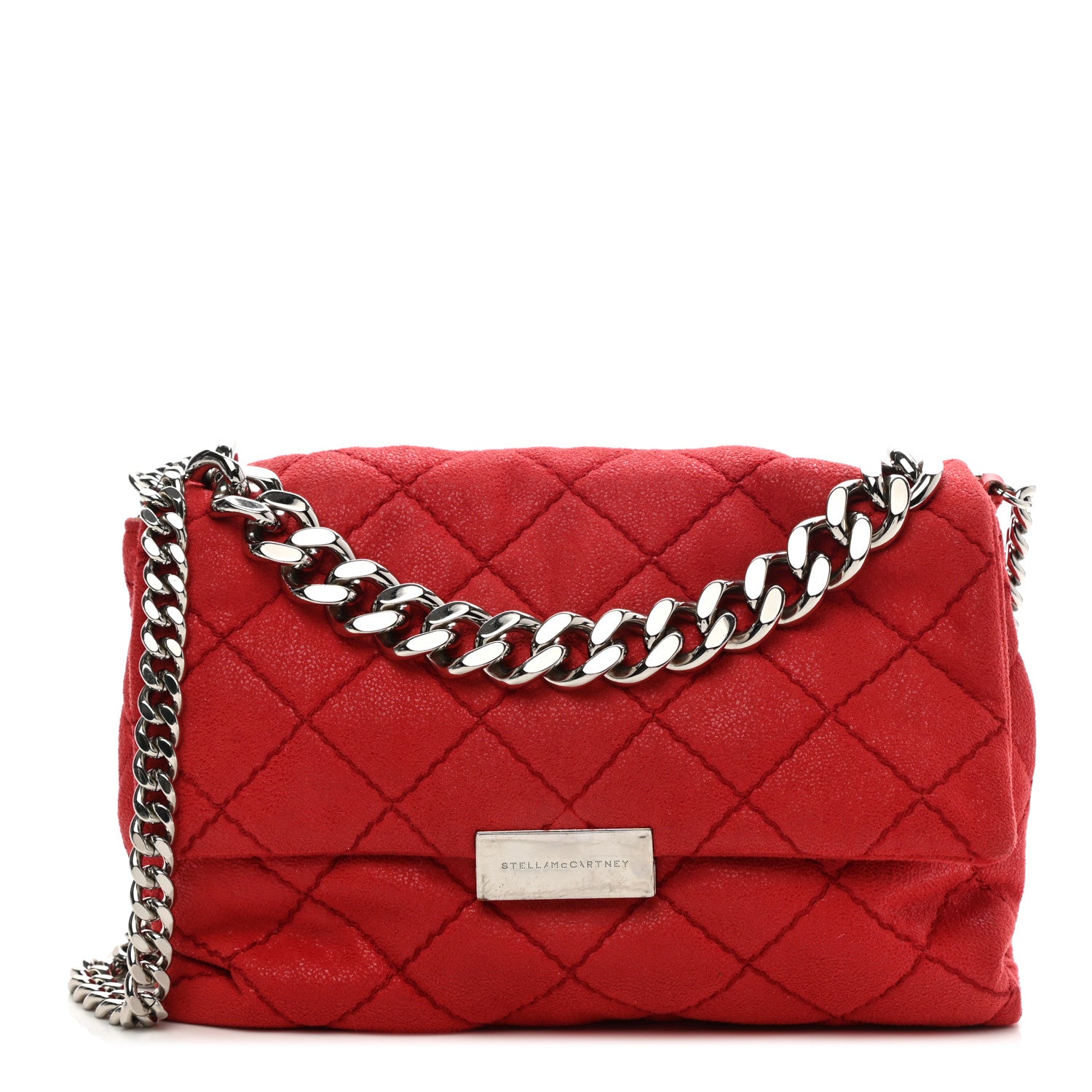 Stella McCartney Shaggy Deer Quilted Small Beckett Chain Shoulder Bag Red 1 of 9