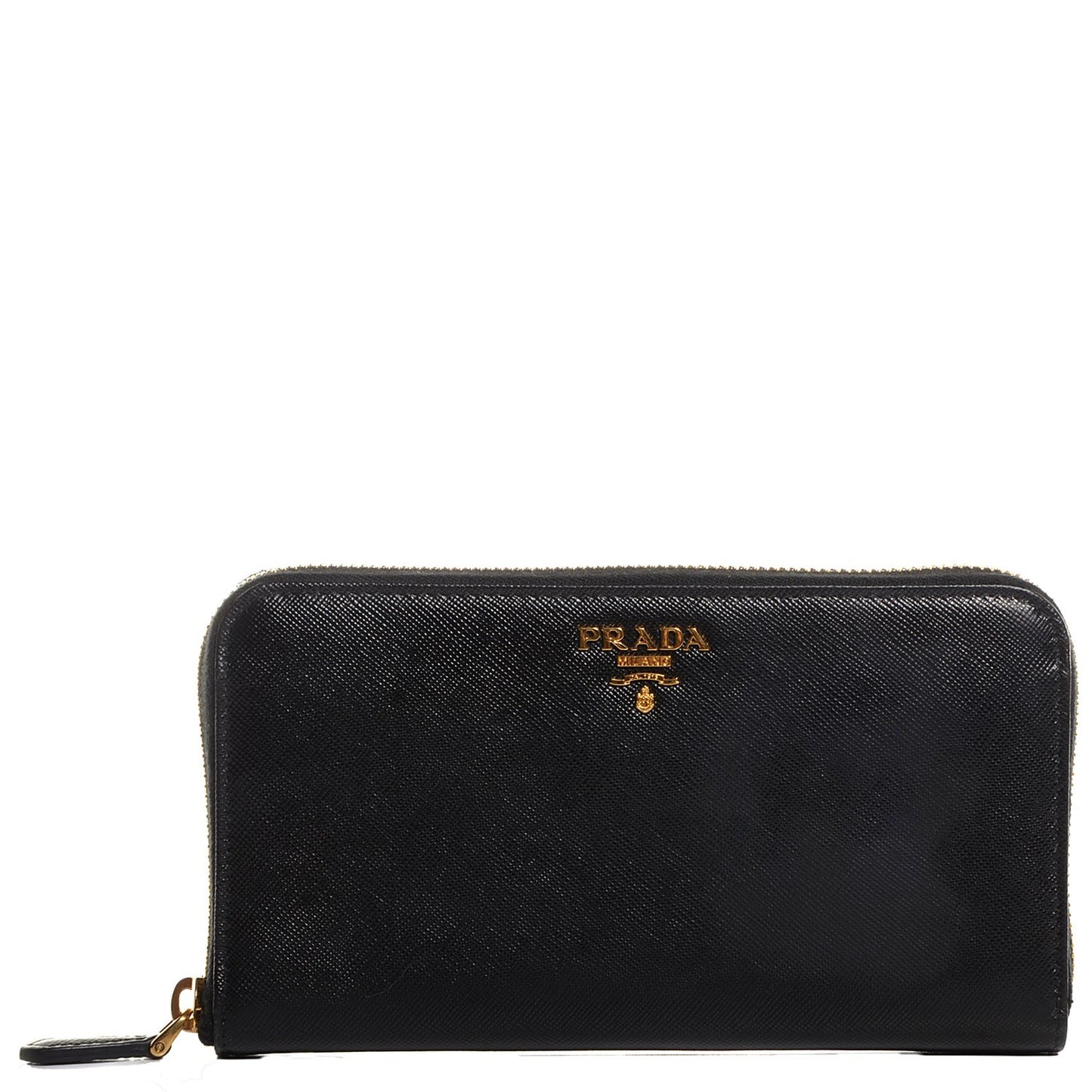 Saffiano Metal Zip Around Wallet Nero Black