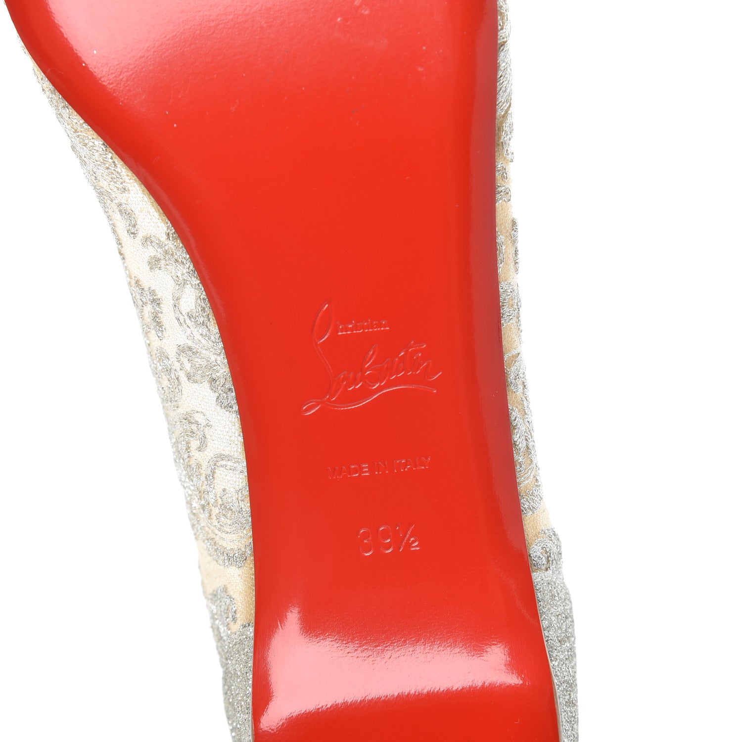Christian Louboutin Kid Rete Lace Follies Ballerina Flat 39.5 Platine 6 of 7