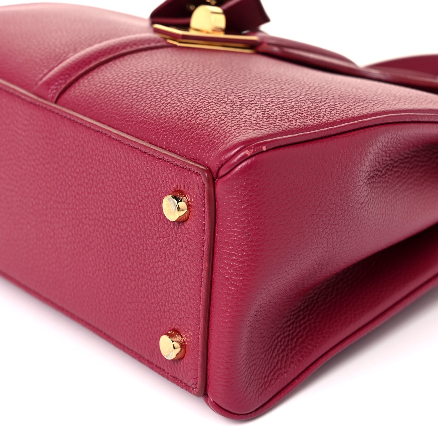 Grained Calfskin Small 16 Top Handle Bag Rasberry