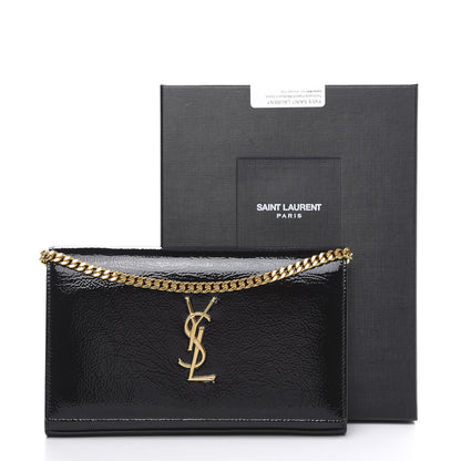 Saint Laurent Textured Patent Calfskin Monogram Kate Chain Wallet Black 10 of 10