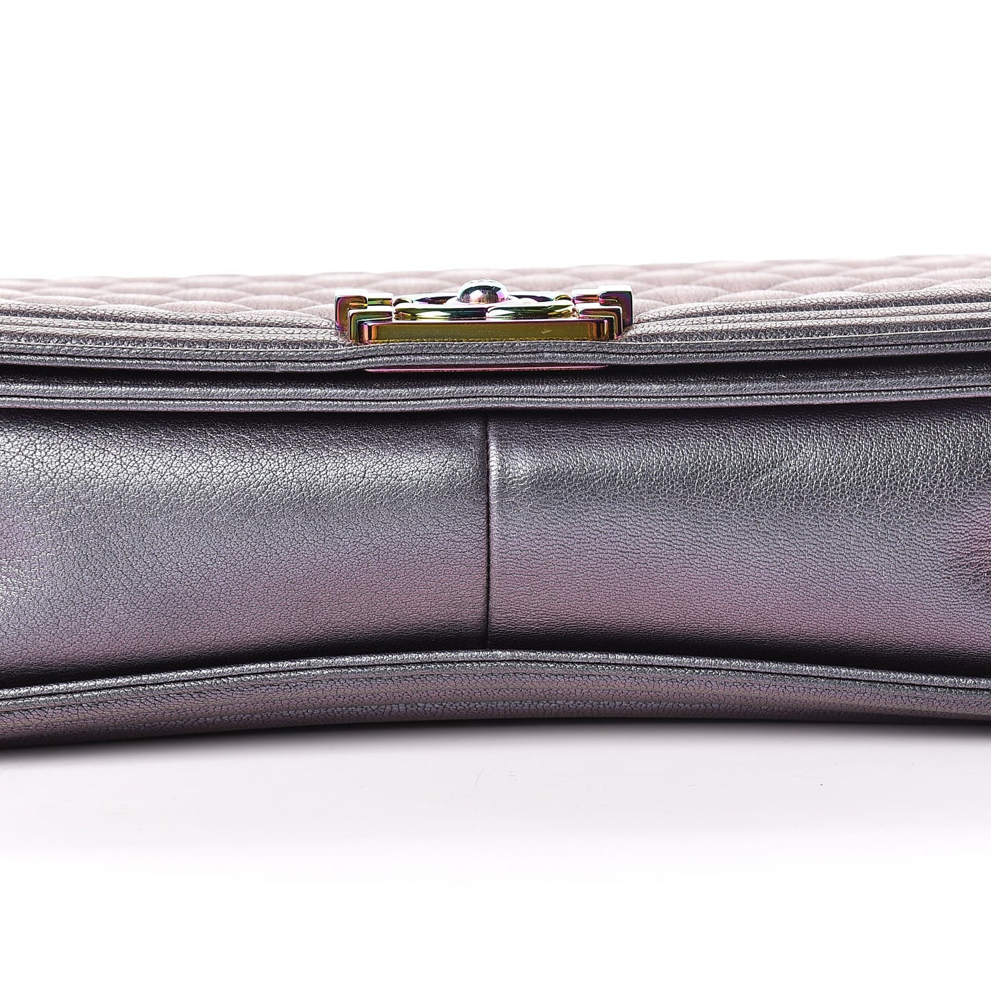 Iridescent Goatskin Quilted New Medium Boy Flap Purple
