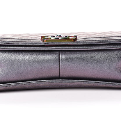 Chanel Iridescent Goatskin Quilted New Medium Boy Flap Purple 15 of 17