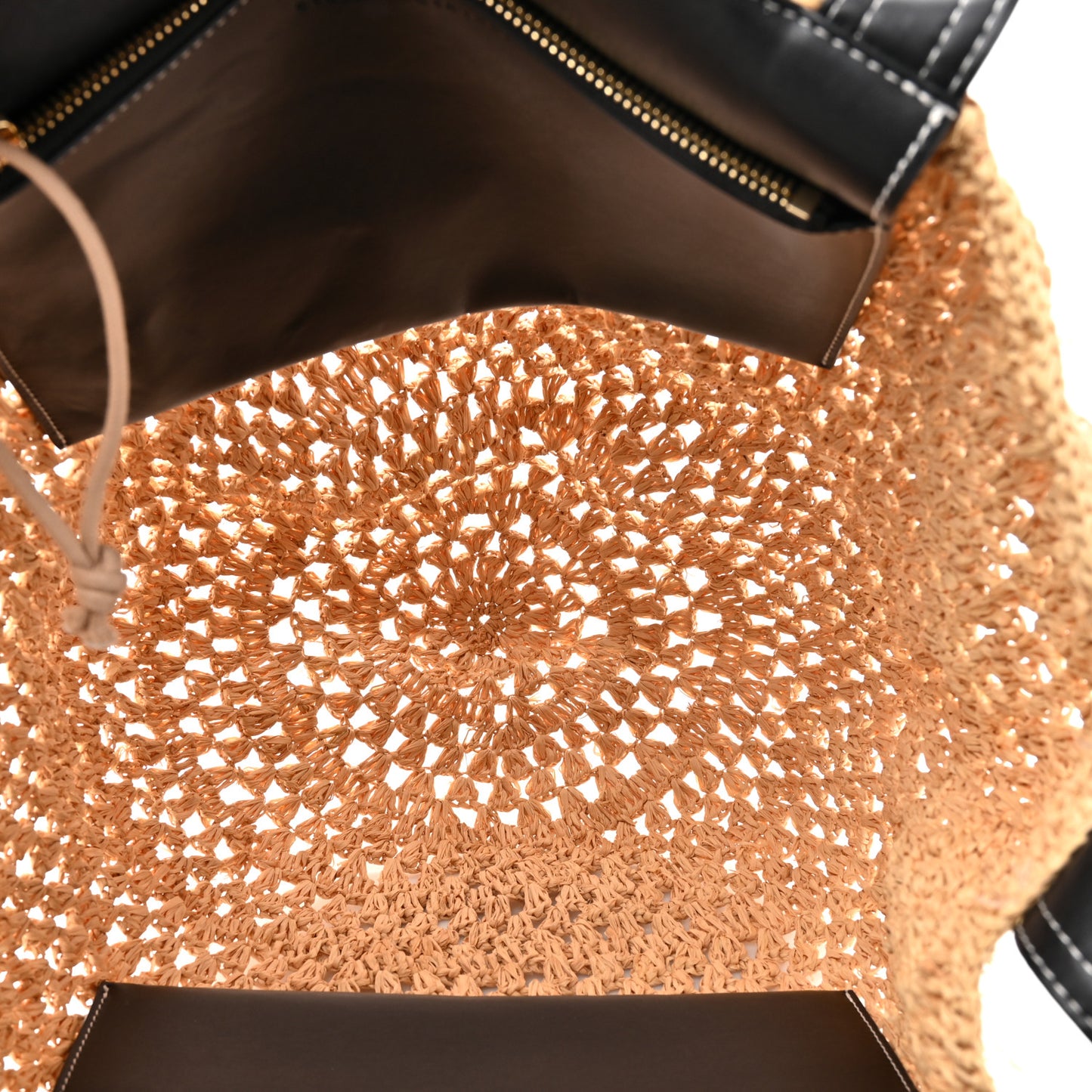 Raffia Eco Alter Nappa East West Tote Natural Black