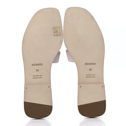 Hermes Box Calfskin Oran Sandals 40 Rose Pale 5 of 9