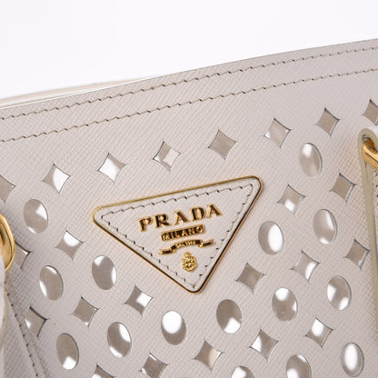 Prada Saffiano Perforated Tote Talco 13 of 14