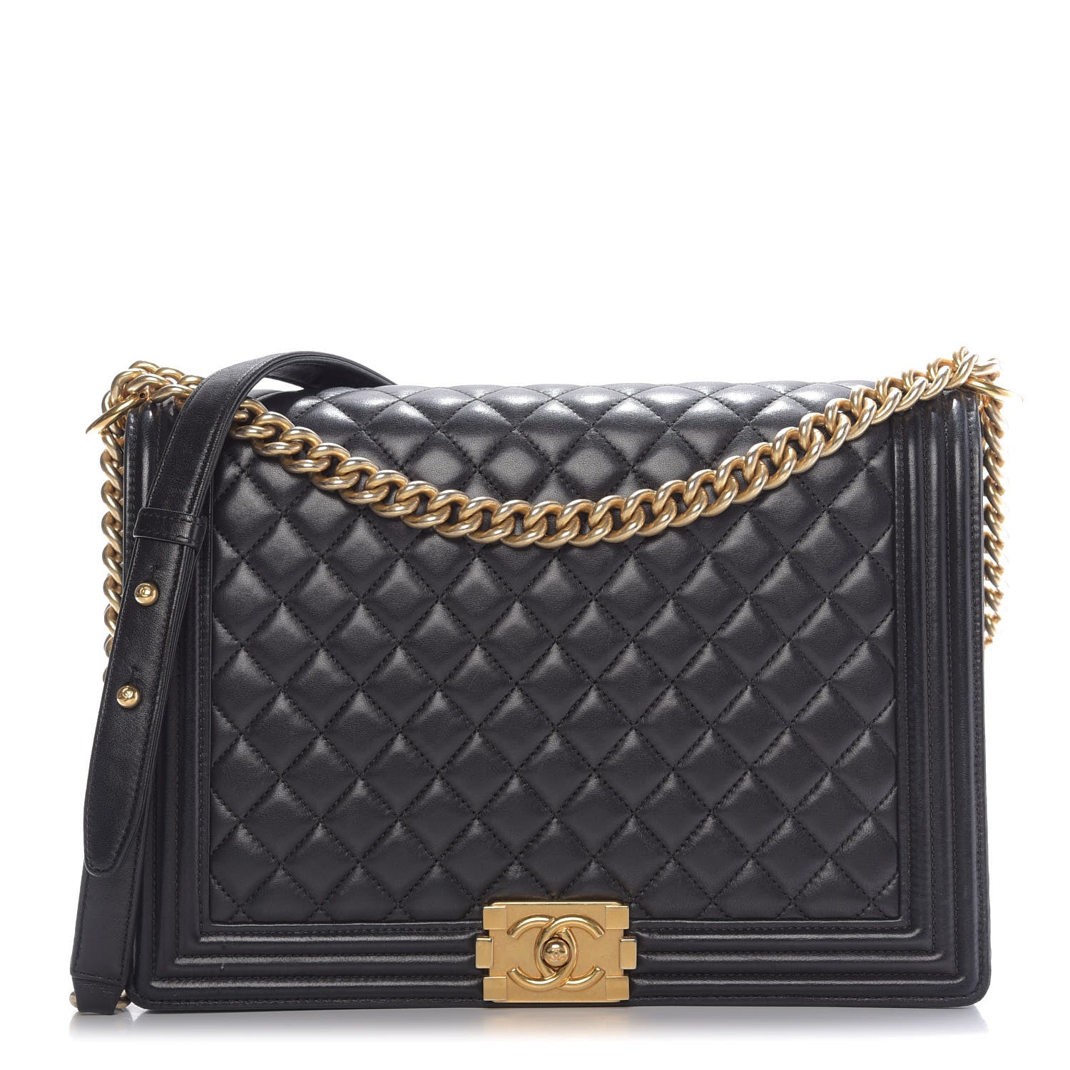 Chanel Lambskin Quilted Large Boy Flap Black 1 of 10