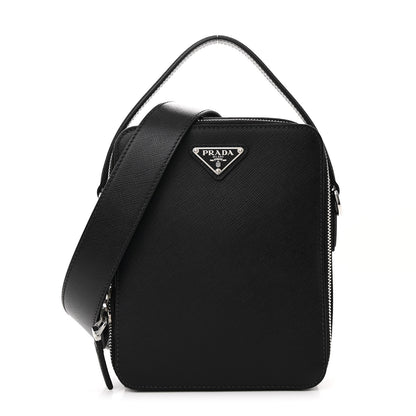 Prada Saffiano Travel Medium Brique Crossbody Messenger Bag Black 1 of 12