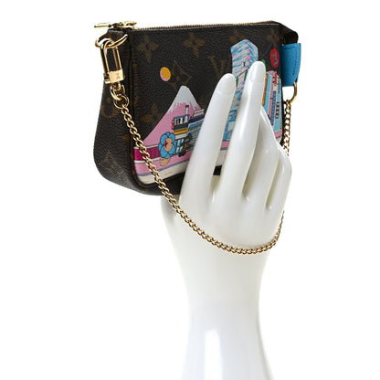 Louis Vuitton Monogram 2022 Christmas Animation Toyko Mini Pochette Accessories Blue 2 of 7