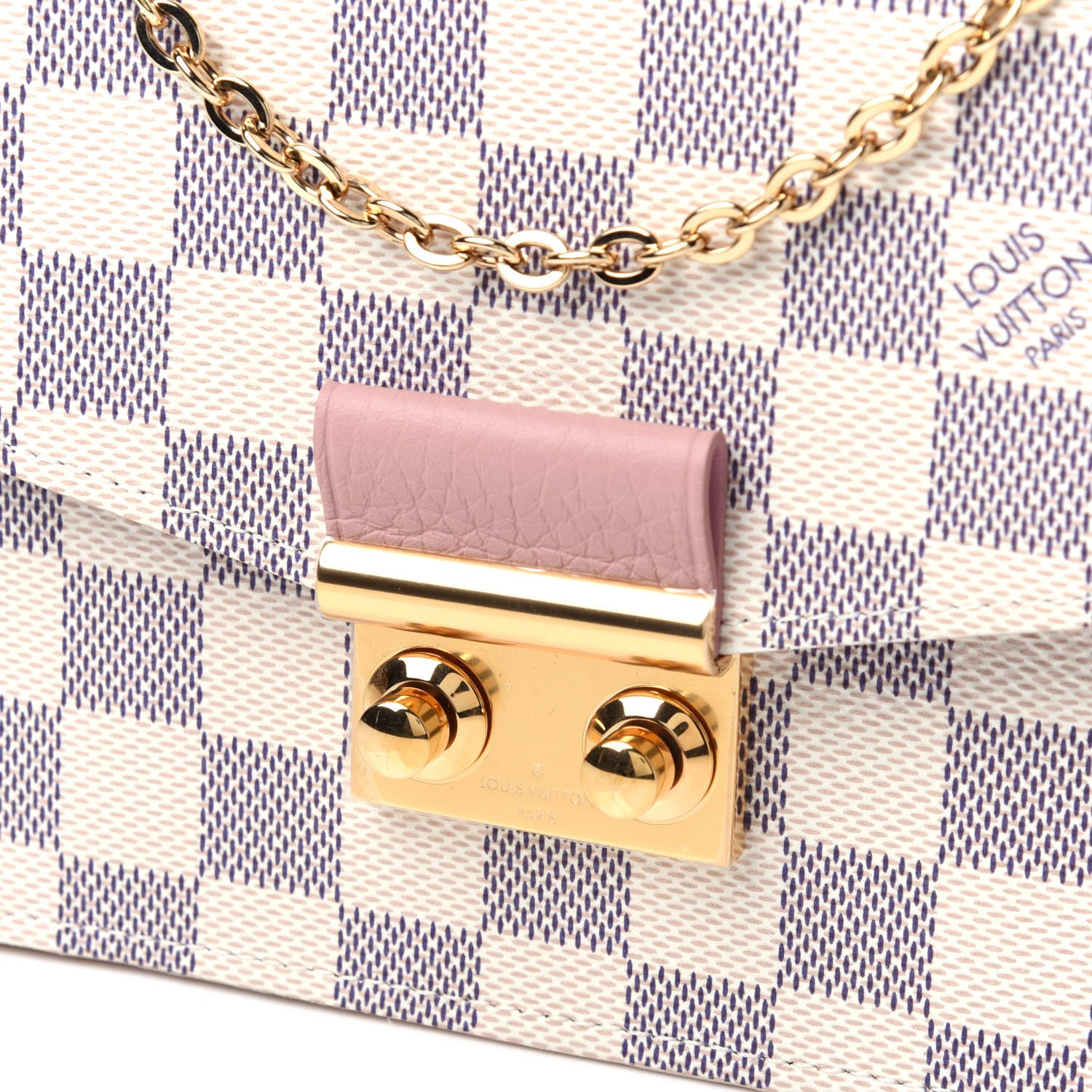 Louis Vuitton Damier Azur Croisette Chain Wallet Rose Ballerine 10 of 11