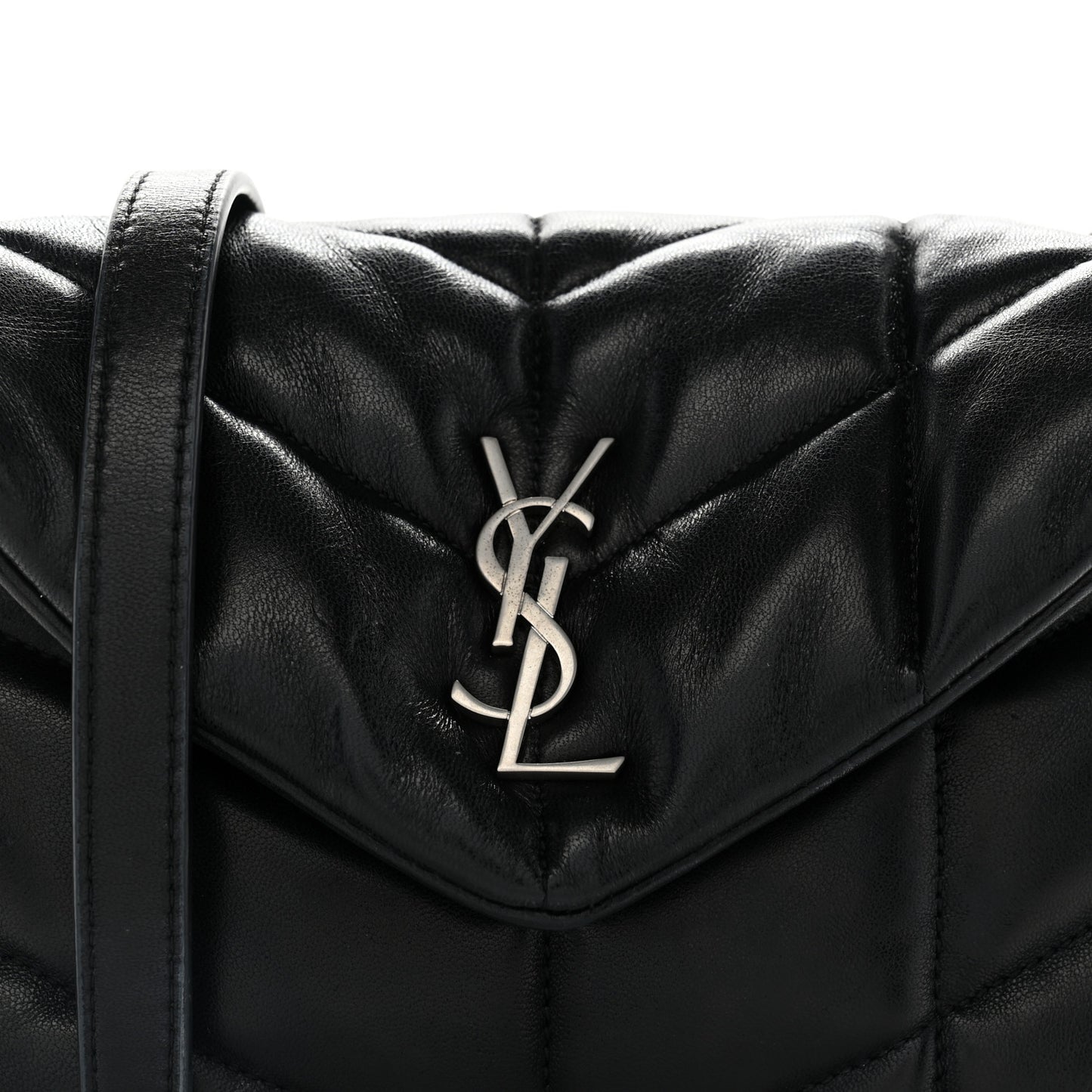 Lambskin Quilted Toy Loulou Puffer Monogram Chain Satchel Black