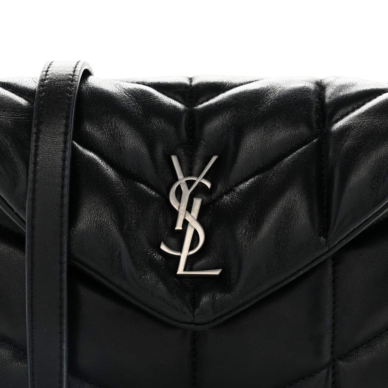 Saint Laurent Lambskin Quilted Toy Loulou Puffer Monogram Chain Satchel Black 8 of 11
