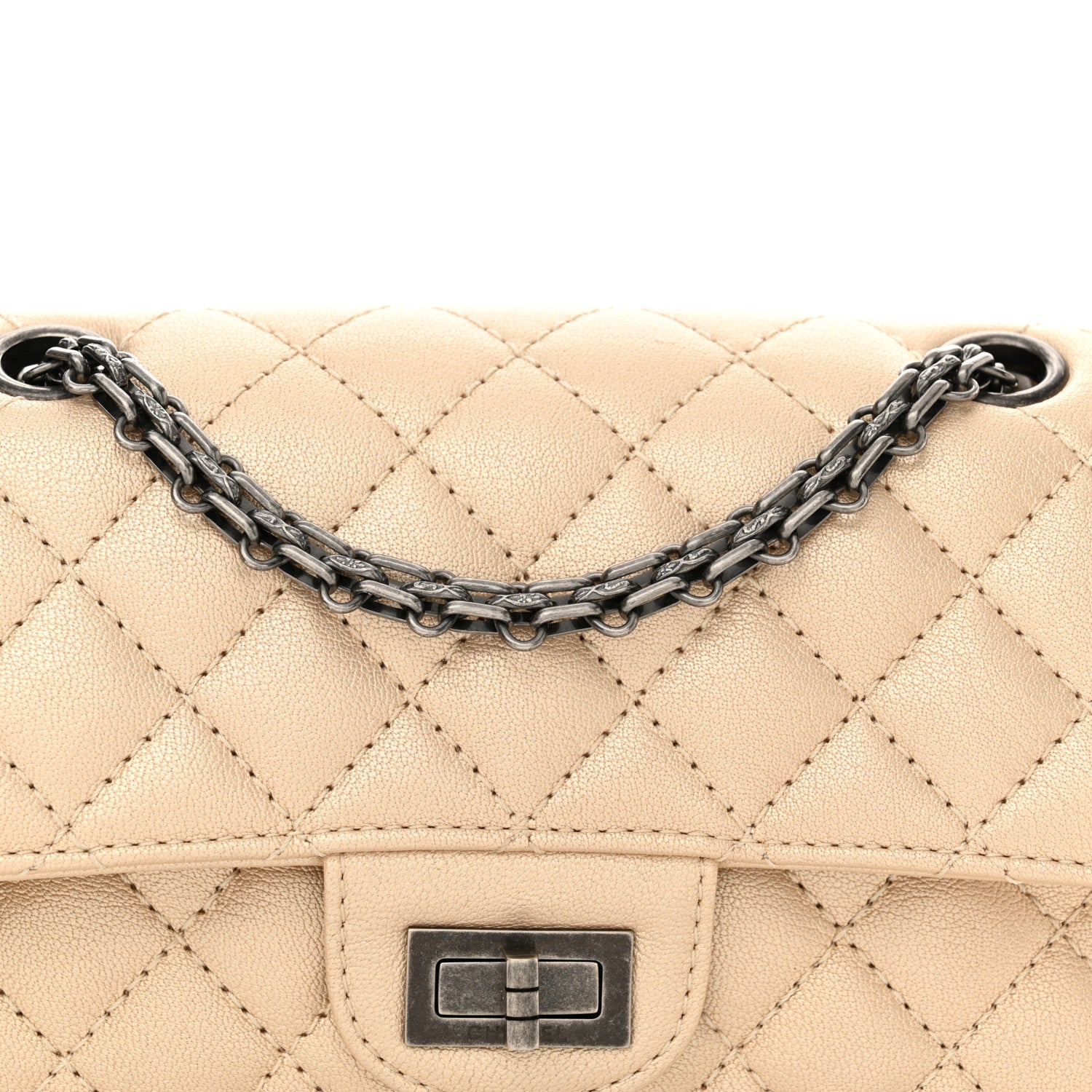Chanel Metallic Sheepskin Quilted 2.55 Reissue Mini Flap Beige 8 of 13