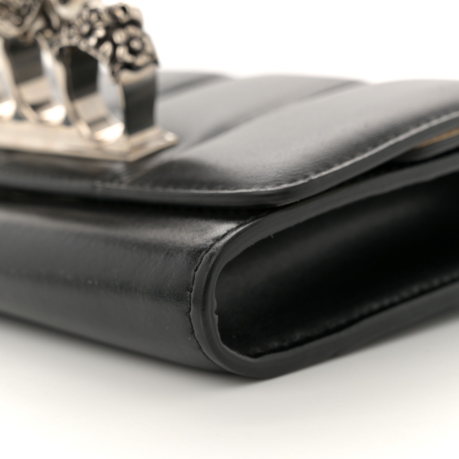 Alexander McQueen Calfskin Small Slash Bag Black White 1728823