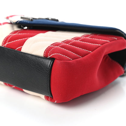 Saint Laurent Canvas Matelasse Chevron American Flag Monogram Medium College Bag Red Blue 7 of 10