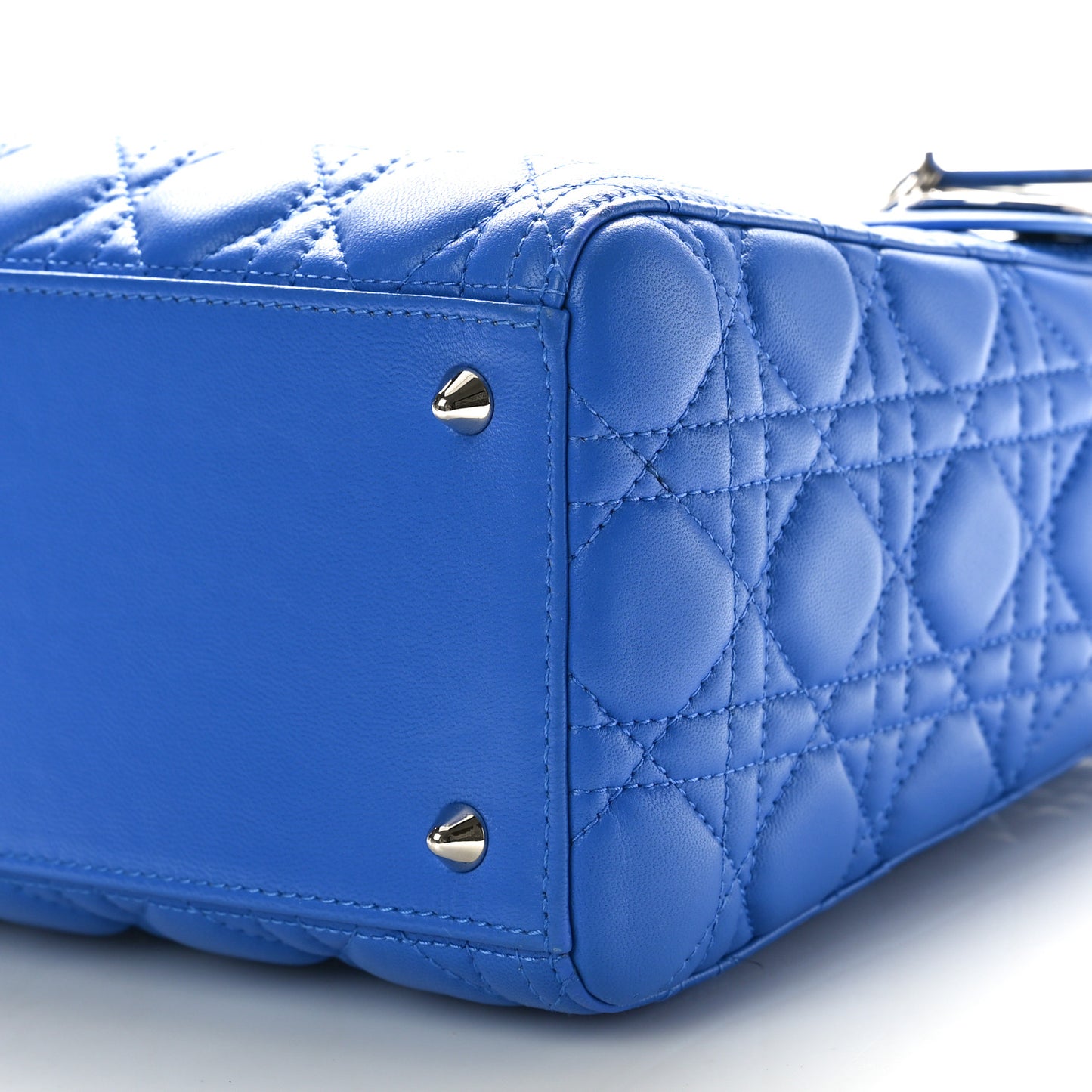 Lambskin Cannage Medium Lady Dior Blue Persan