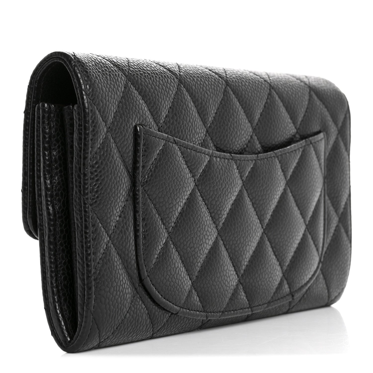 Chanel Caviar Quilted Large Gusset Flap Wallet Black 3 of 9