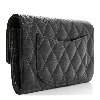 Chanel Caviar Quilted Large Gusset Flap Wallet Black 3 of 9