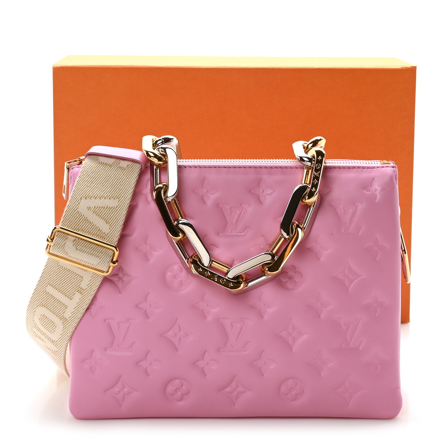 Louis Vuitton Lambskin Embossed Monogram Coussin PM Rose Bonbon 10 of 10