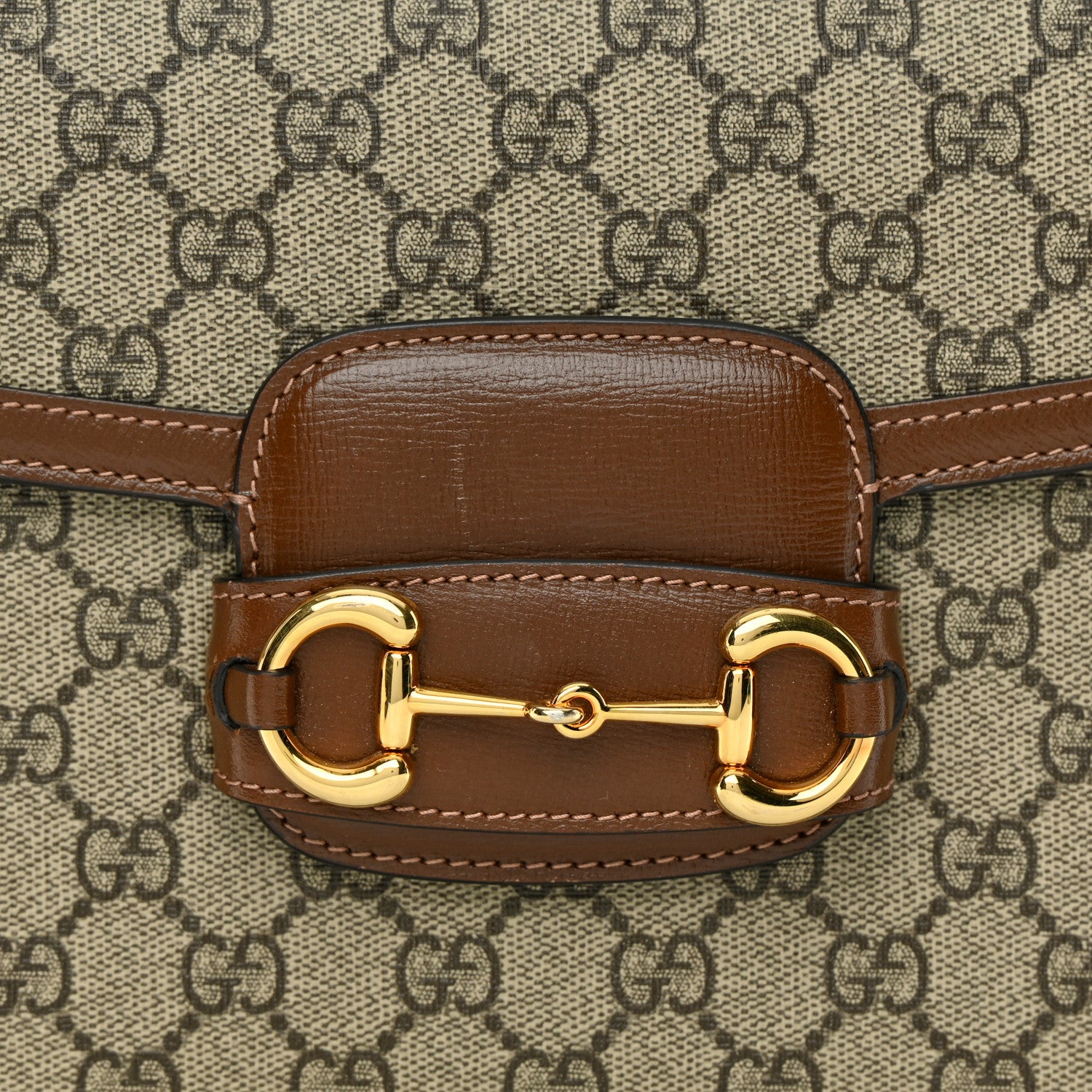 Gucci GG Supreme Monogram Horsebit 1955 Shoulder Bag Beige Brown Sugar 8 of 18