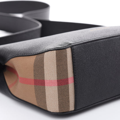 Burberry Soft Grain Calfskin House Check Small Helmsley Crossbody Black 9 of 10