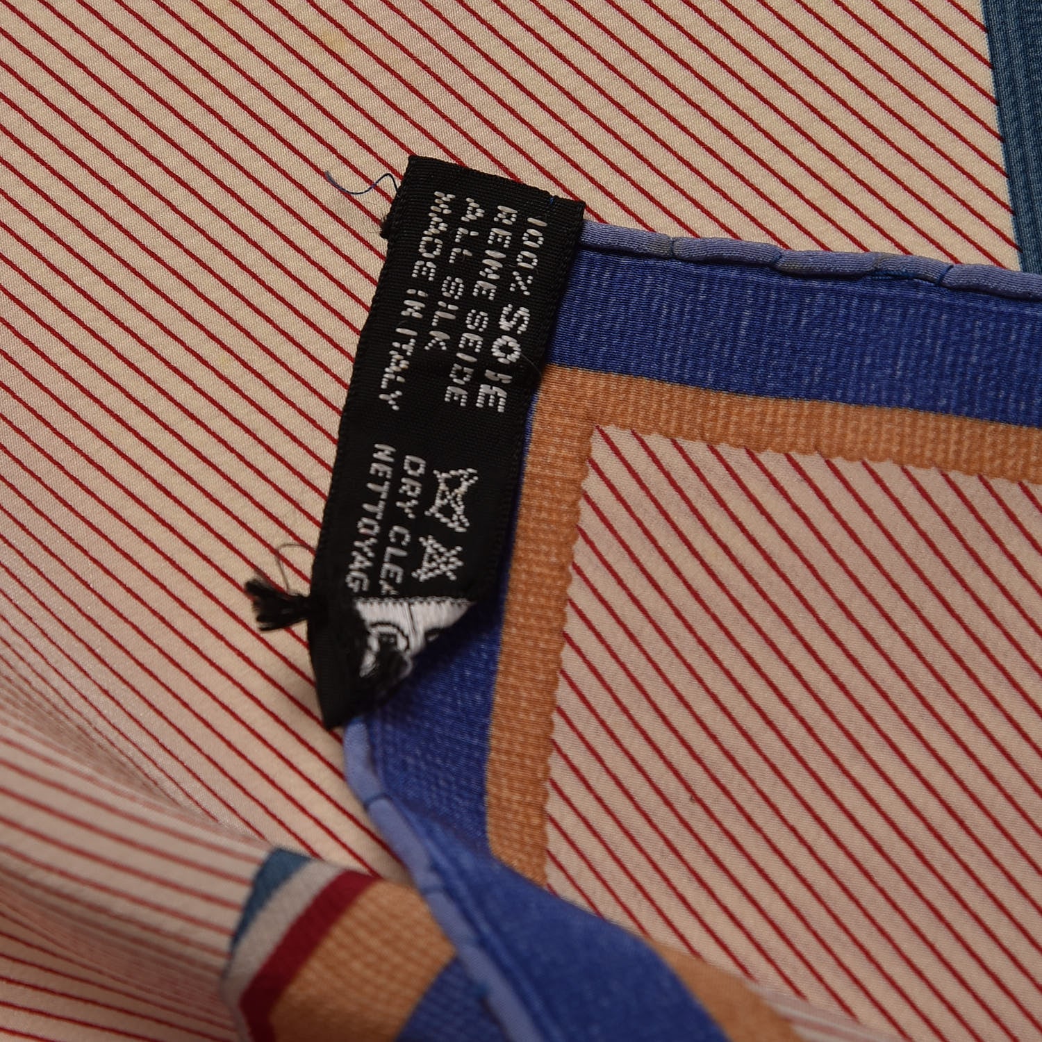 Chanel Silk Bow Stripe Print CC Square Scarf Beige 5 of 7