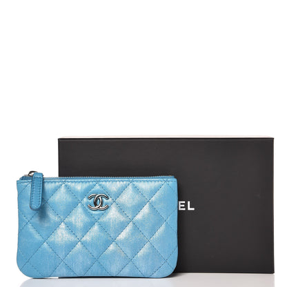 Chanel Metallic Lambskin Small Cosmetic Case Turquoise 8 of 8