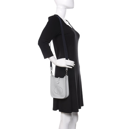Hermes Taurillon Clemence Amazone Evelyne TPM Bleu Pale Indigo 2 of 10