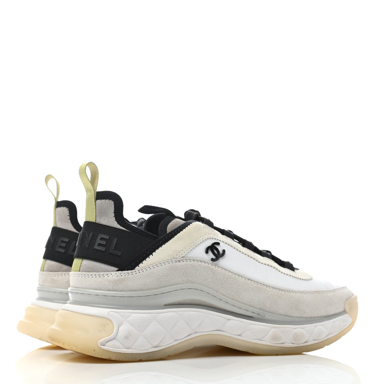 Chanel Velvet Calfskin Mixed Fibers CC Sneakers 39 Ivory Black 3 of 4
