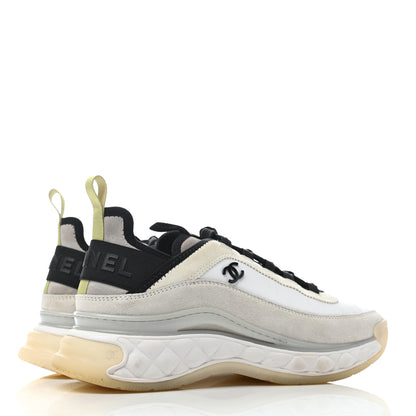 Chanel Velvet Calfskin Mixed Fibers CC Sneakers 39 Ivory Black 3 of 4