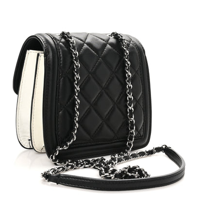 Chanel Lambskin Quilted Mini Graphic Flap Bag Black White 3 of 11