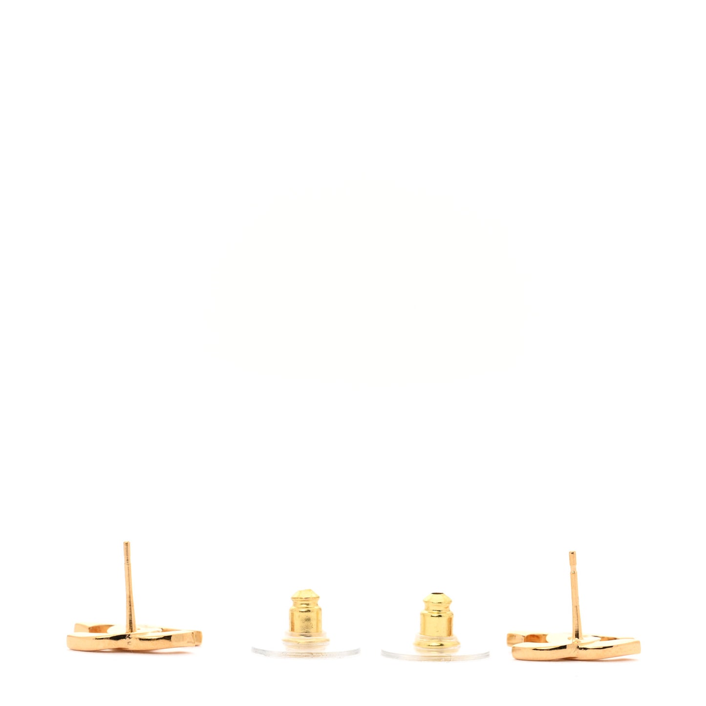 Metal CC Paris Button Stud Earrings Gold