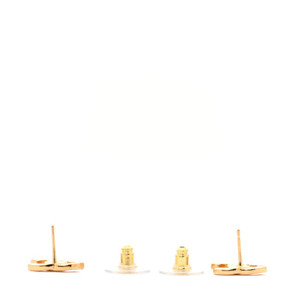 Chanel Metal CC Paris Button Stud Earrings Gold 3 of 5
