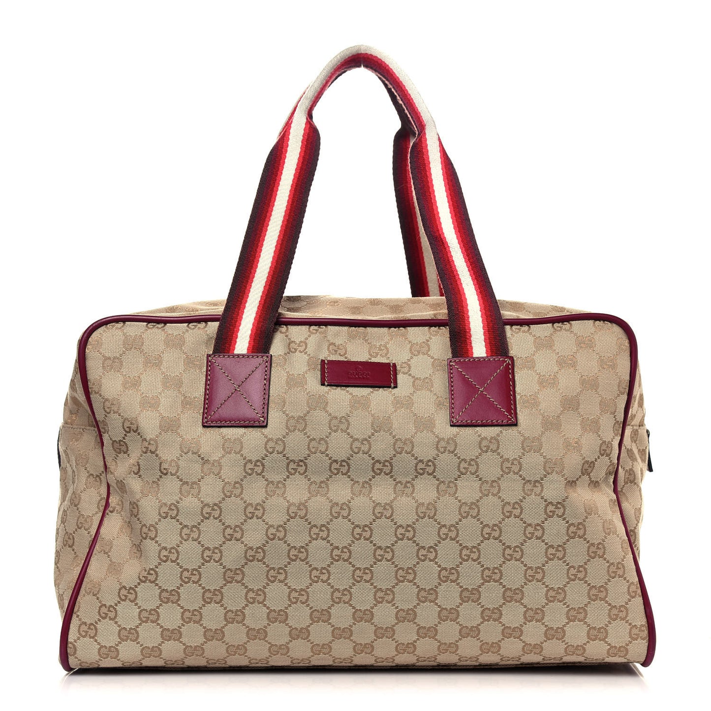 GG Monogram Web Medium Collapsable Carry On Duffle Beige Red