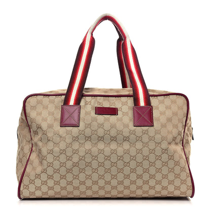 Gucci GG Monogram Web Medium Collapsable Carry On Duffle Beige Red 1 of 8