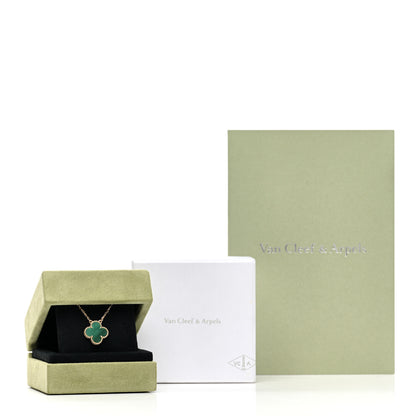 Van Cleef & Arpels 18K Yellow Gold Malachite Vintage Alhambra Pendant Necklace 6 of 6