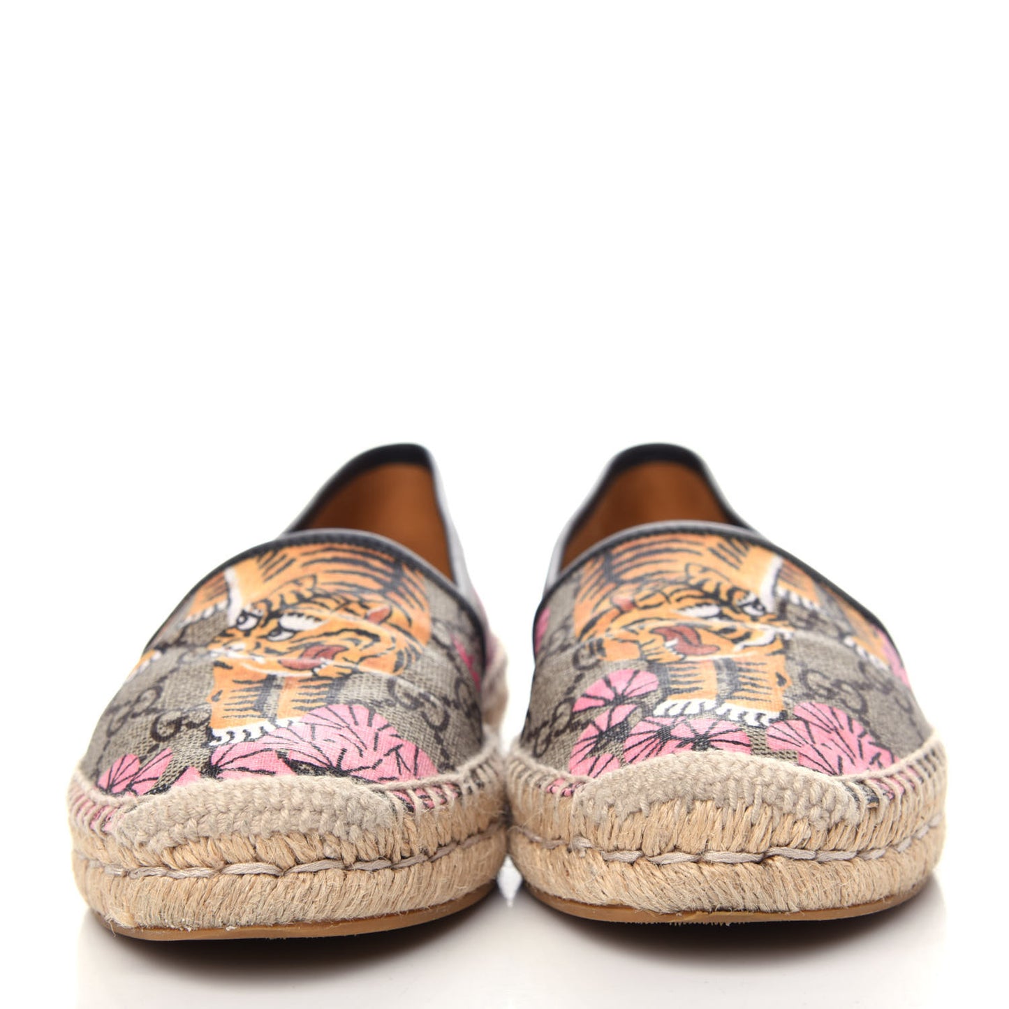GG Supreme Monogram Bengal Espadrilles 36.5 Beige Crop Pink