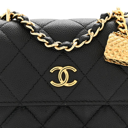 Chanel Shiny Caviar Quilted Clutch With Chain Black 11 of 15