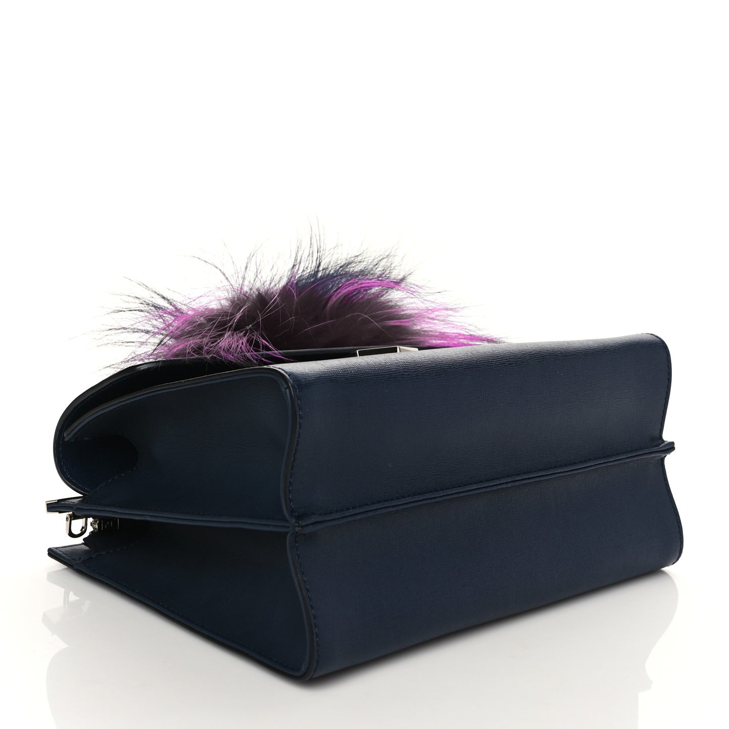 Vitello Elite Fur Demi Jour Shoulder Bag Navy