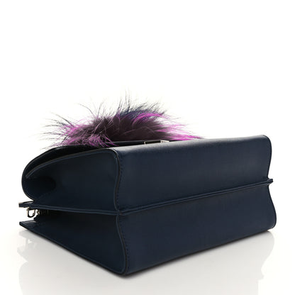 Fendi Vitello Elite Fur Demi Jour Shoulder Bag Navy 4 of 12