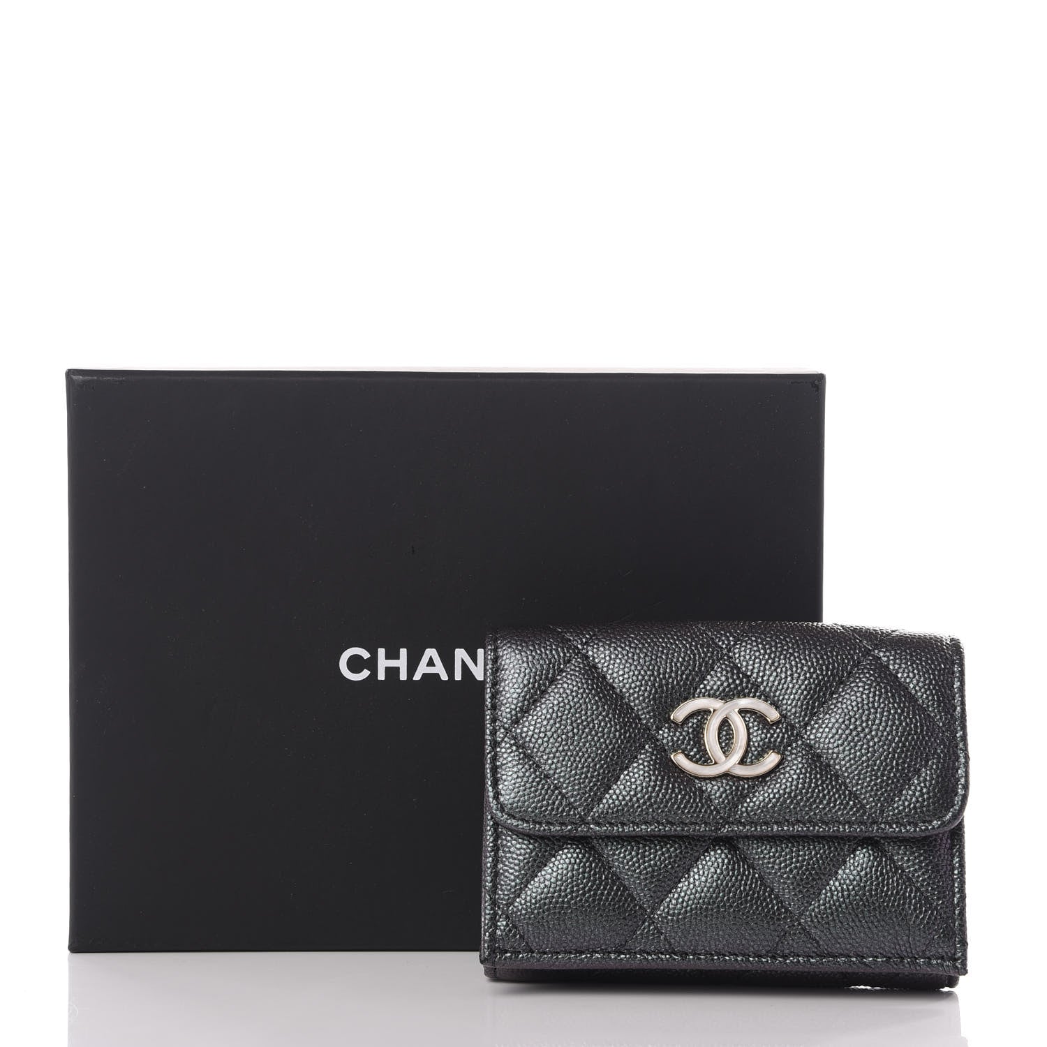 Chanel Iridescent Caviar Quilted Double Flap Wallet Black 8 of 8