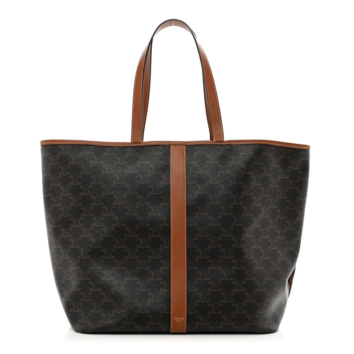 Celine Triomphe Canvas Calfskin Medium Cabas Bag Tan 1 of 10