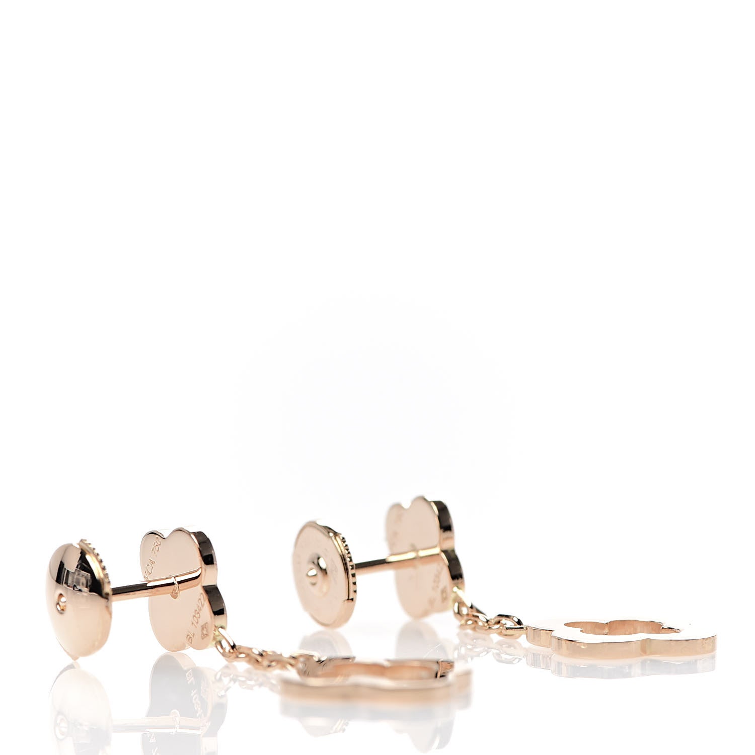 Van Cleef & Arpels 18K Rose Gold Byzantine Alhambra Drop Earrings 3 of 6
