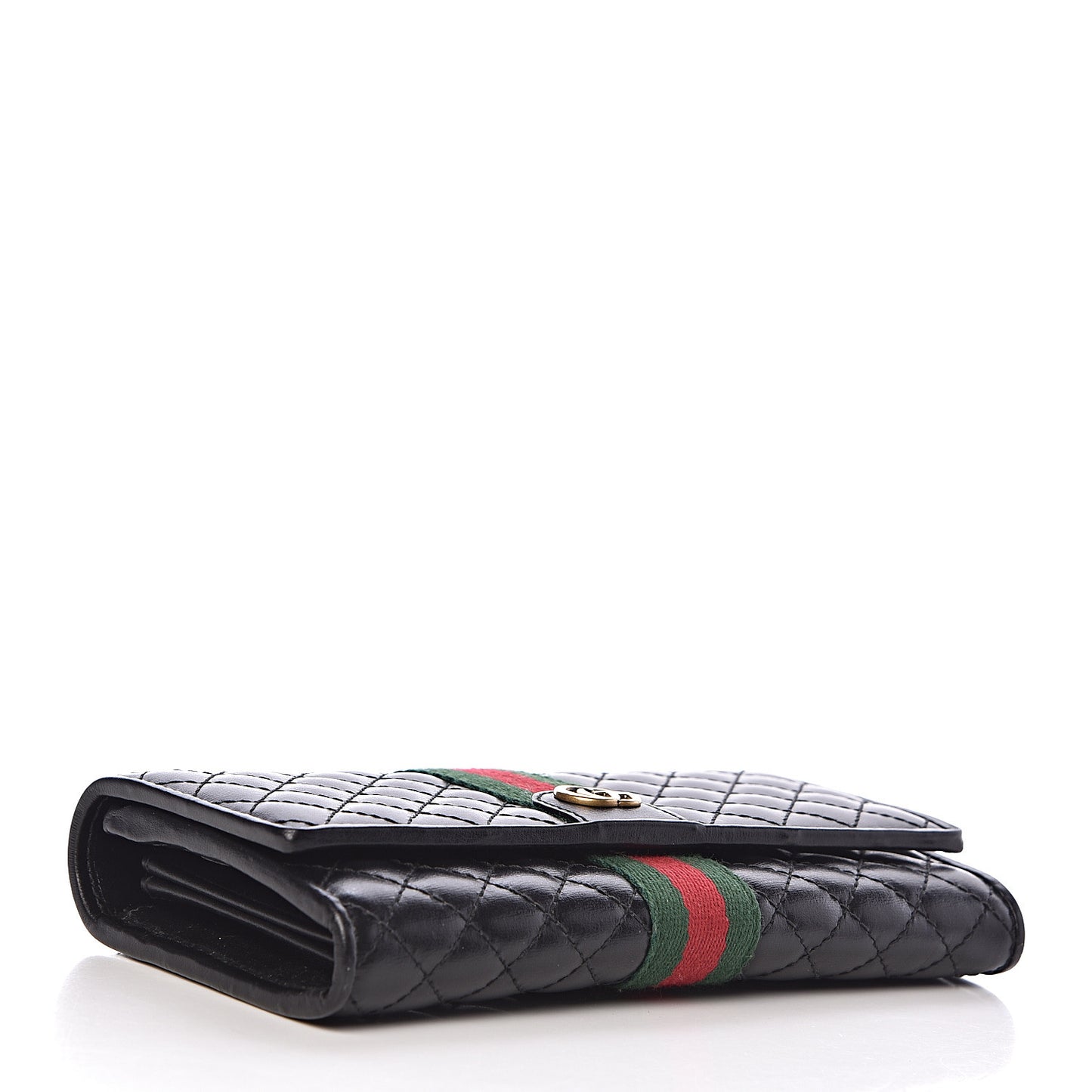 Calfskin Web Trapuntata GG Continental Wallet Black