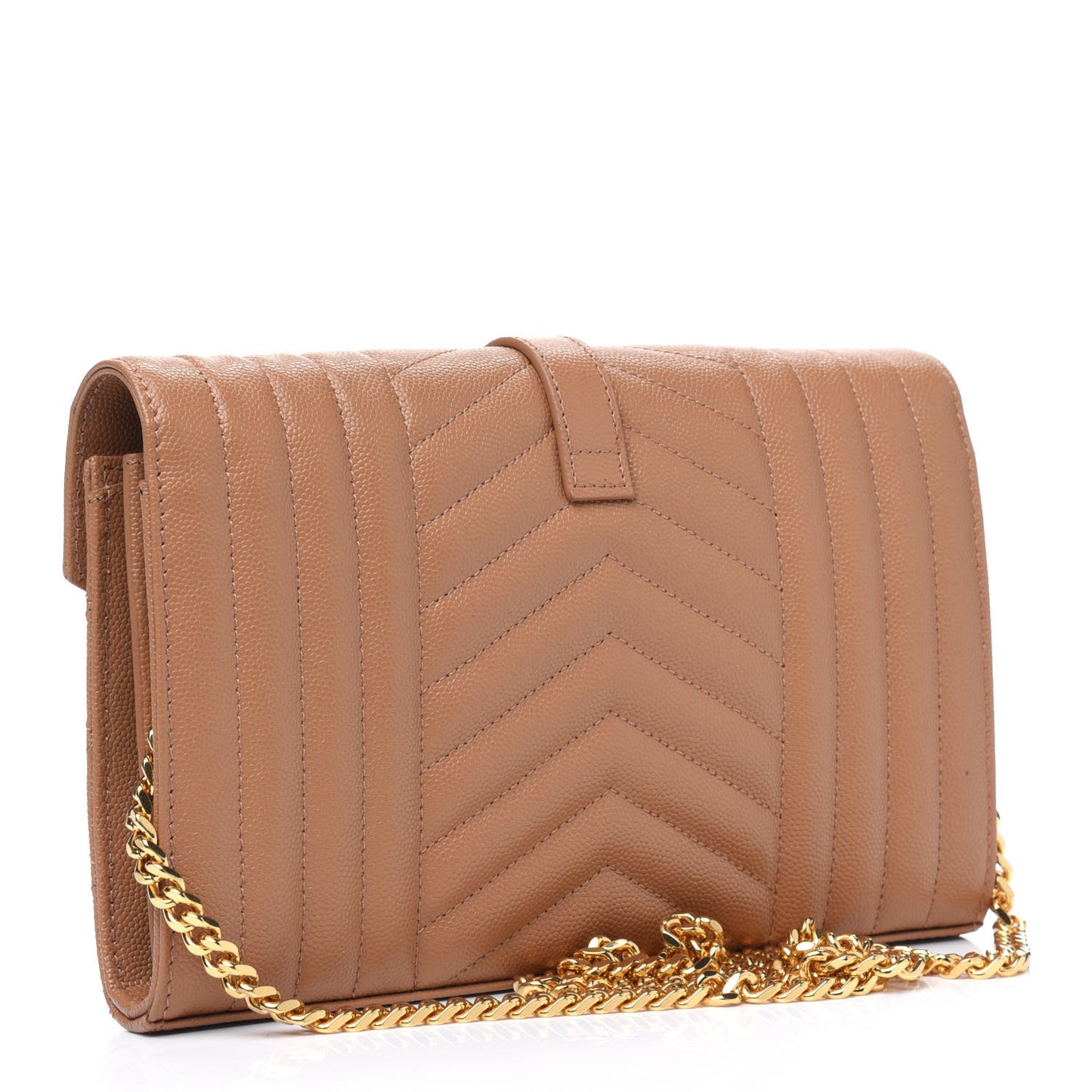 Grain De Poudre Mixed Matelasse Triquilt Monogram Chain Wallet Dune