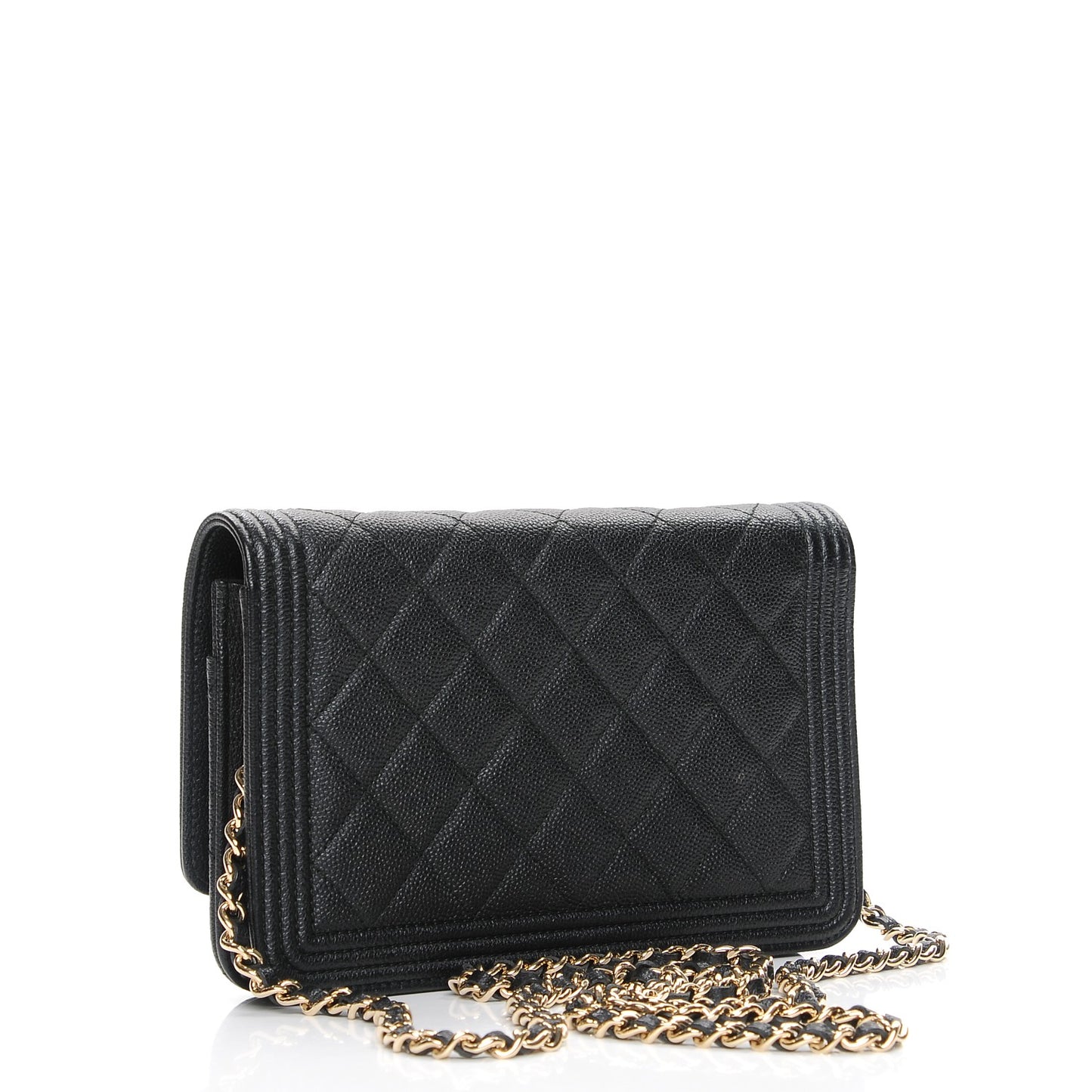 Caviar Quilted Boy Wallet On Chain WOC Black