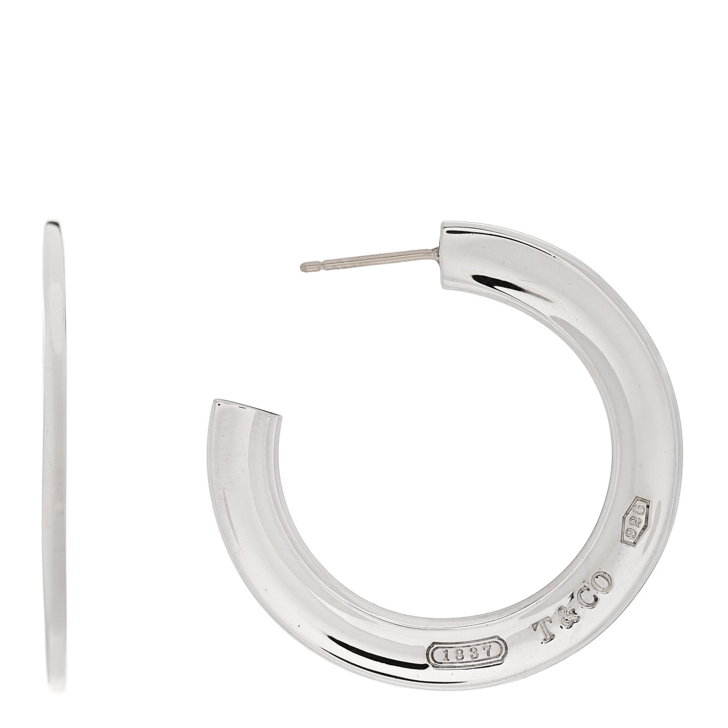 Sterling Silver Large 1837 Flat Hoop Earrings