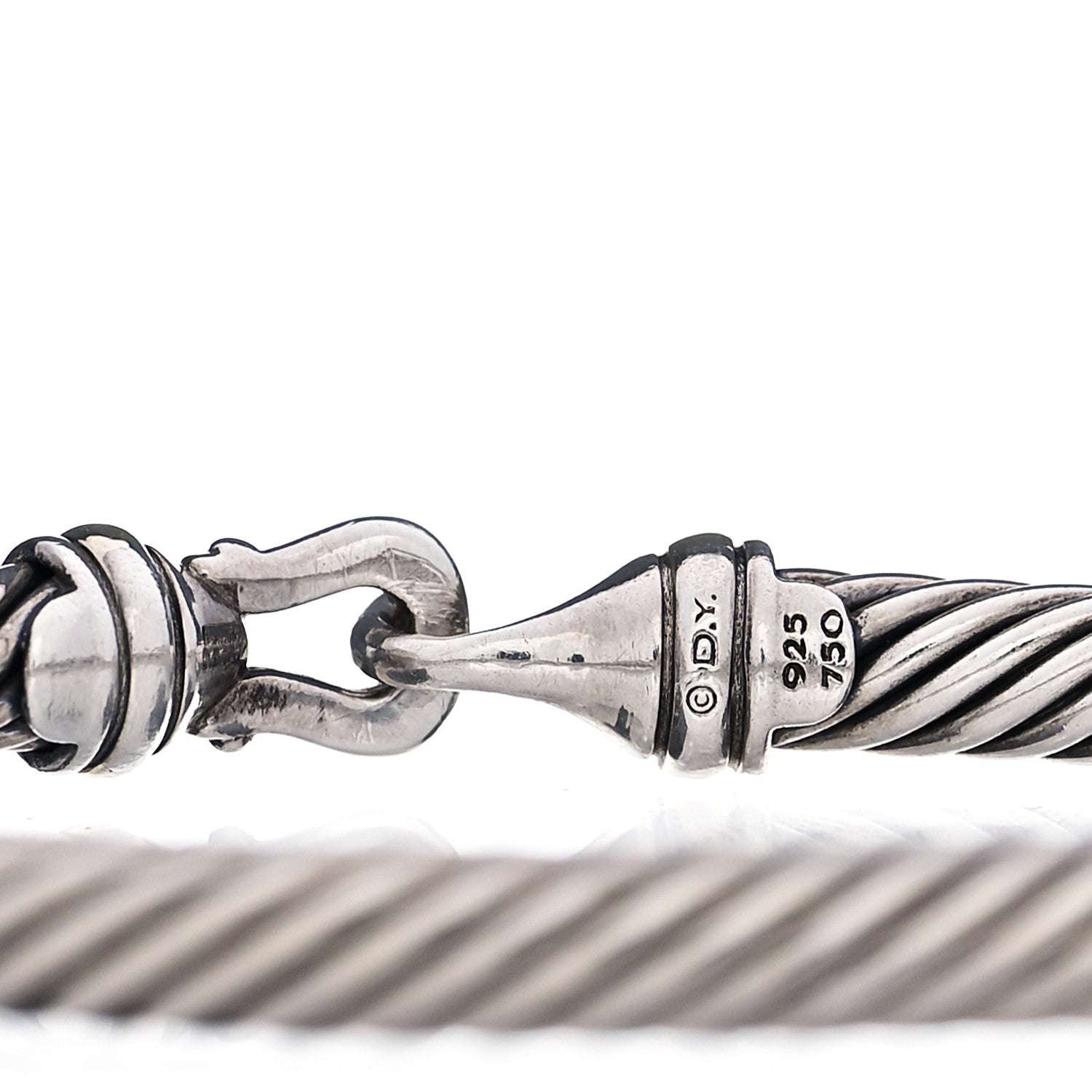 David Yurman Sterling Silver 18K Yellow Gold 5mm Cable Classic Buckle Bracelet 4 of 6